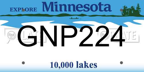 GNP224 Minnesota License Plate