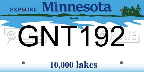 GNT192 Minnesota License Plate