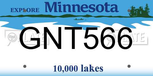 GNT566 Minnesota License Plate