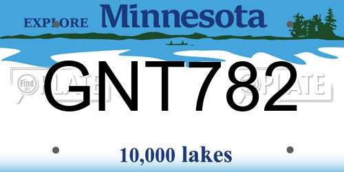 GNT782 Minnesota License Plate