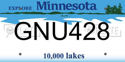 GNU428 Minnesota License Plate