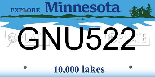 GNU522 Minnesota License Plate