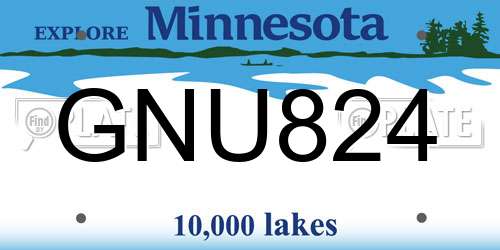 GNU824 Minnesota License Plate