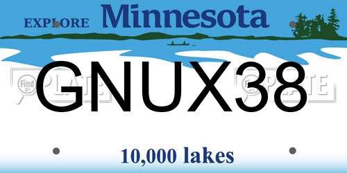 GNUX38 Minnesota License Plate