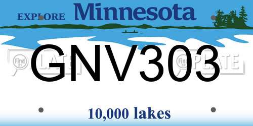 GNV303 Minnesota License Plate