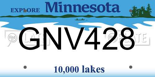 GNV428 Minnesota License Plate