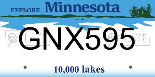 GNX595 Minnesota License Plate