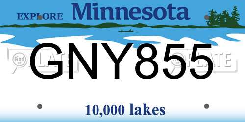 GNY855 Minnesota License Plate