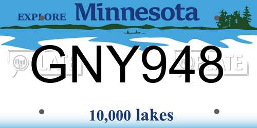 GNY948 Minnesota License Plate