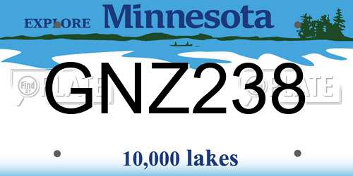 GNZ238 Minnesota License Plate