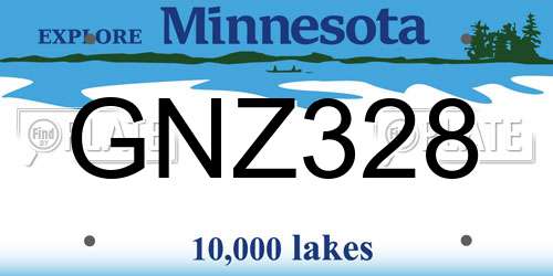 GNZ328 Minnesota License Plate