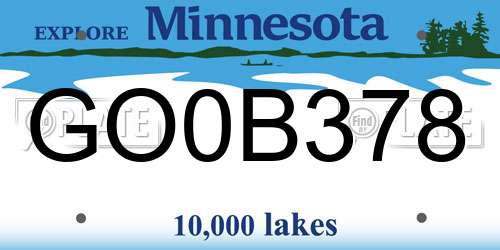 GO0B378 Minnesota License Plate