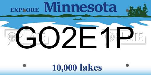 GO2E1P Minnesota License Plate