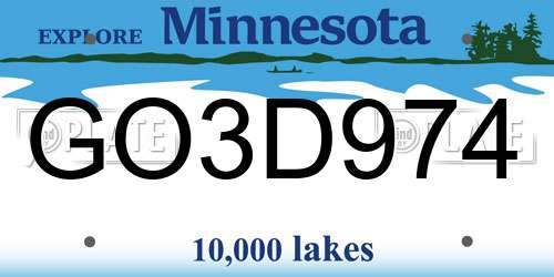 GO3D974 Minnesota License Plate