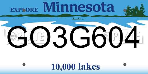 GO3G604 Minnesota License Plate