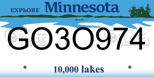 GO3O974 Minnesota License Plate