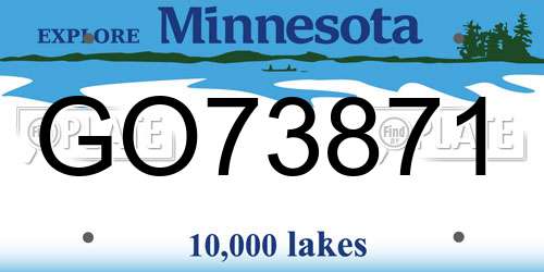 GO73871 Minnesota License Plate