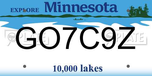 GO7C9Z Minnesota License Plate