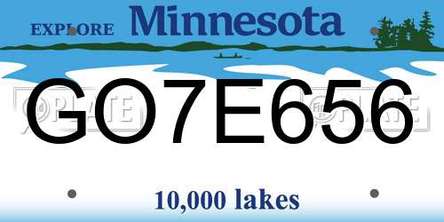 GO7E656 Minnesota License Plate
