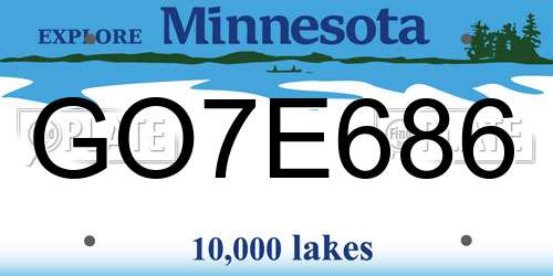 GO7E686 Minnesota License Plate