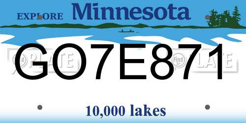 GO7E871 Minnesota License Plate