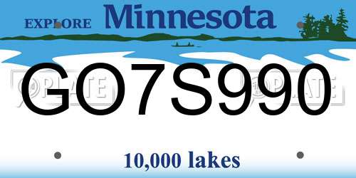 GO7S990 Minnesota License Plate