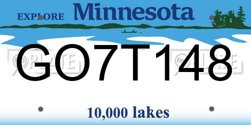 GO7T148 Minnesota License Plate