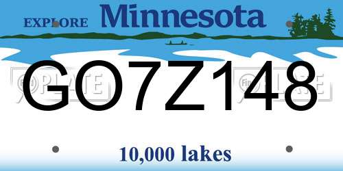 GO7Z148 Minnesota License Plate