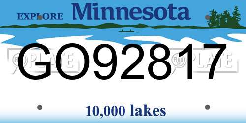 GO92817 Minnesota License Plate