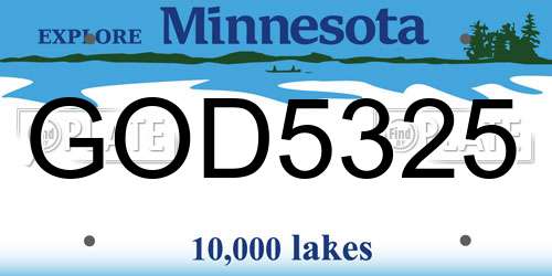 GOD5325 Minnesota License Plate