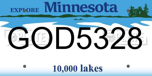 GOD5328 Minnesota License Plate