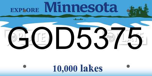 GOD5375 Minnesota License Plate