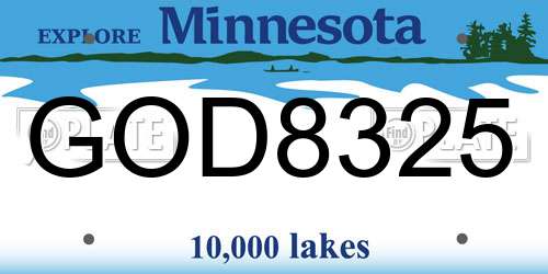 GOD8325 Minnesota License Plate