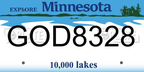 GOD8328 Minnesota License Plate