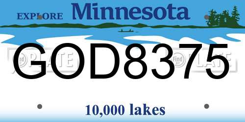 GOD8375 Minnesota License Plate