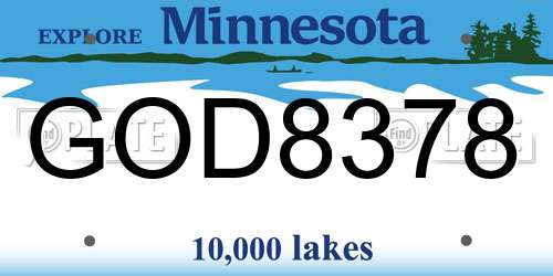 GOD8378 Minnesota License Plate