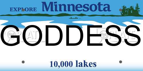 GODDESS Minnesota License Plate