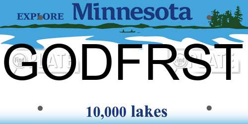 GODFRST Minnesota License Plate