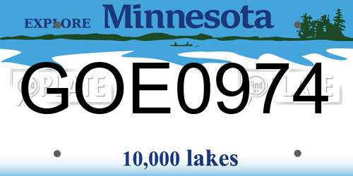 GOE0974 Minnesota License Plate