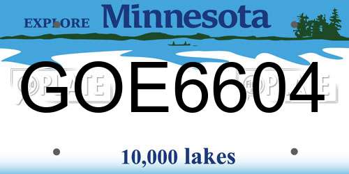 GOE6604 Minnesota License Plate