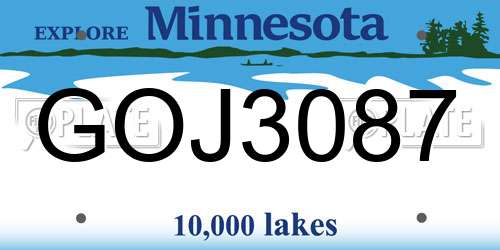 GOJ3087 Minnesota License Plate