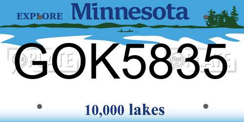 GOK5835 Minnesota License Plate