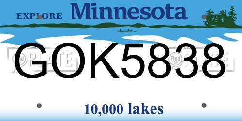 GOK5838 Minnesota License Plate
