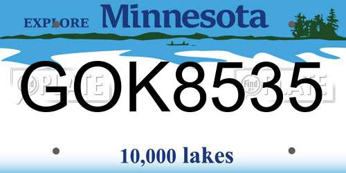 GOK8535 Minnesota License Plate