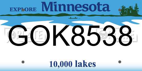 GOK8538 Minnesota License Plate