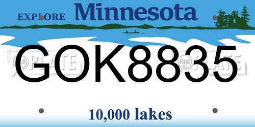 GOK8835 Minnesota License Plate