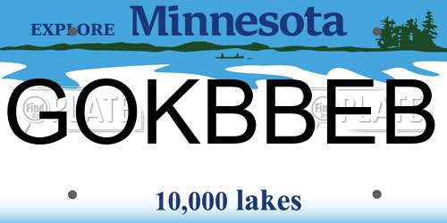 GOKBBEB Minnesota License Plate