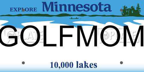 GOLFMOM Minnesota License Plate