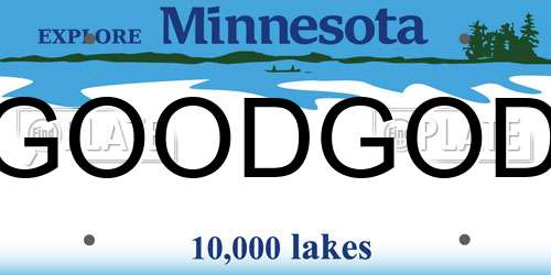 GOODGOD Minnesota License Plate