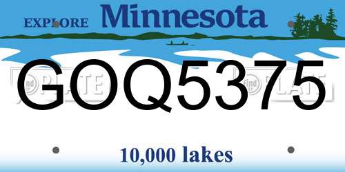 GOQ5375 Minnesota License Plate